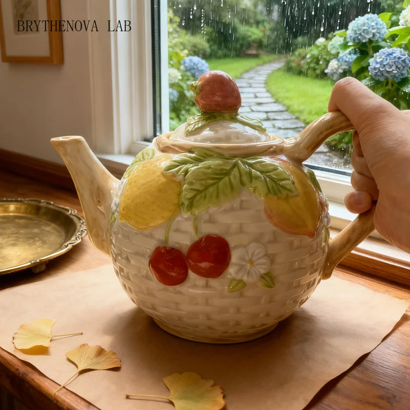 Household High-appearation-level Relief Hand-painted Ceramic Tableware, Office Cold Boiled Water and Tea Herbal Kettle
