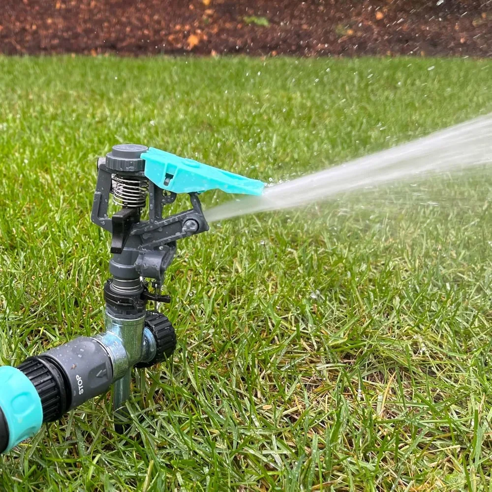 irrigatore da giardino a impatto per pulsazioni su punta metallica 300008, regolabile a 360 gradi