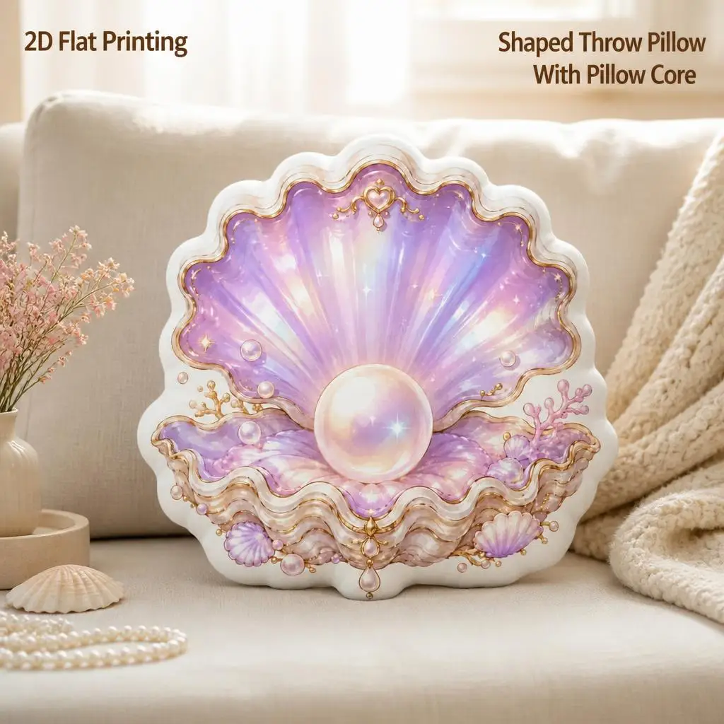 Pearl Clam Seashell Ocean Lovers Gift Plush Pillow Cushion Irregular Stuffed Throw Pillow Home Decor Gift Sofa Bed Home