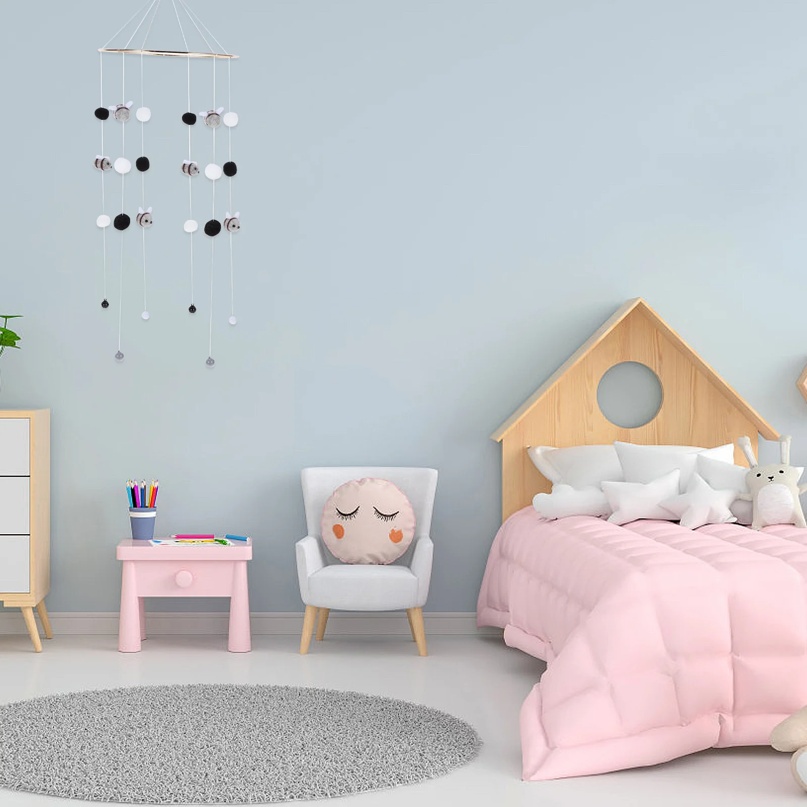 سرير الطفل المحمول النحل الرياح الرنين قلادة معلقة الحضانة الديكور غرفة الاطفال سرير الطفل معلقة حلية النحل الرياح الرنين قلادة