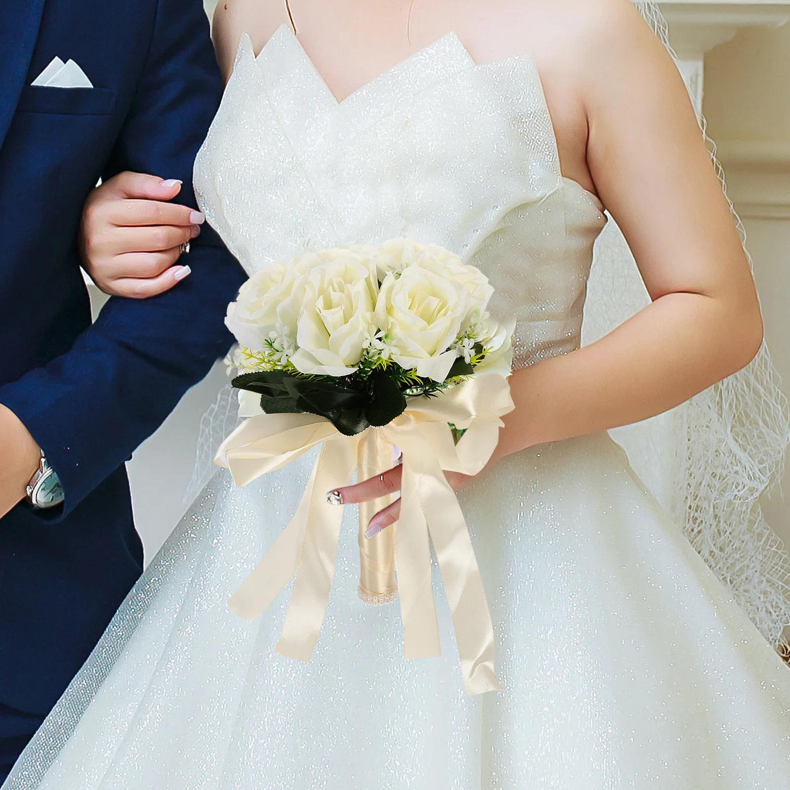 

Artificial Bridal Bouquet Lifelike Rose Silk Flowers Wedding Decoration Wedding Photo Prop Party Decoration Lifelike Rose