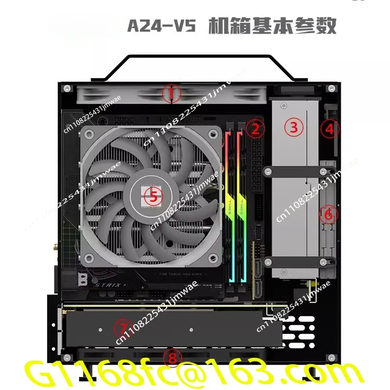 High Quality Mini A24-V5 2.0 Dual Slot Independent Display 1U Power Supply ITX Chassis Double-sided Chamfer Part