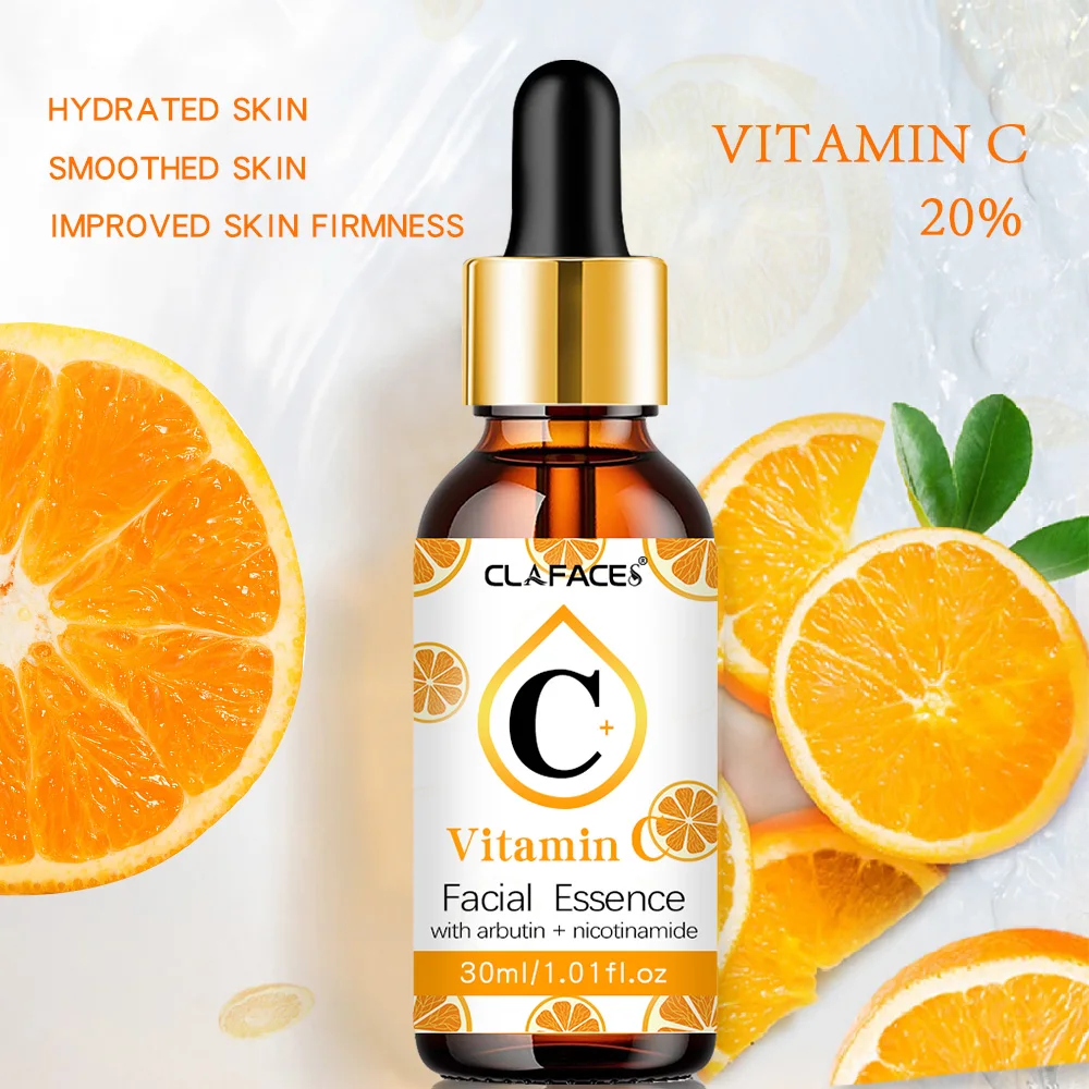 L'essence de vitamine C élimine les taches foncées, blanchit, hydrate, résiste au vieillissement, les rides et raffermit les cosmétiques de soins de la peau 30 ml