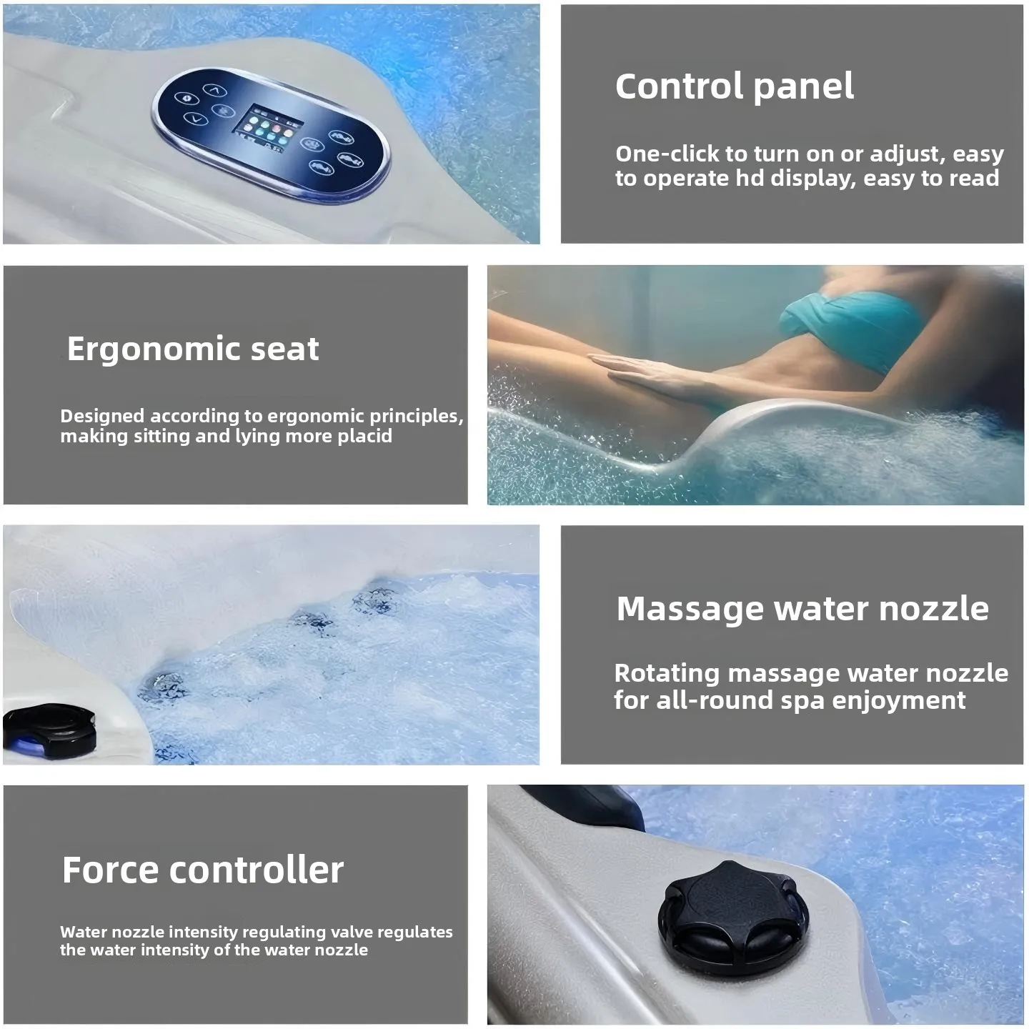 في الهواء الطلق جاكوزي سبا حوض استحمام ساخن كبير الاكريليك تدليك حوض الاستحمام الذكية ساخنة ثرموستاتي بركة لفيلا فندق منتجع الإقامة المنزلية Meubles #3