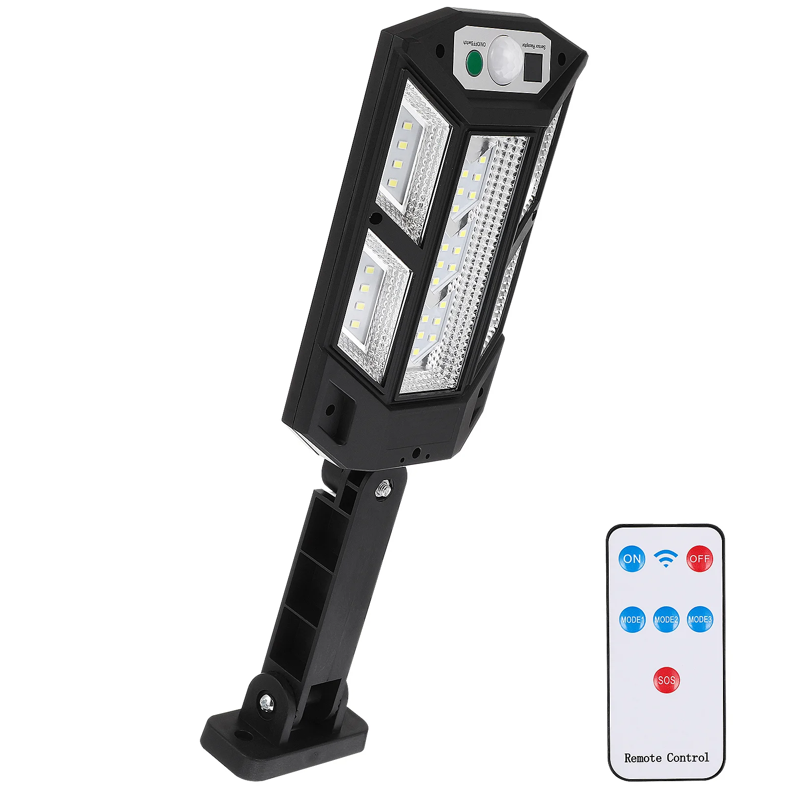 Lámpara Solar de 43 LED con brillo gran angular, luz exterior con Control remoto para jardín, césped, entrada, farola LED Solar