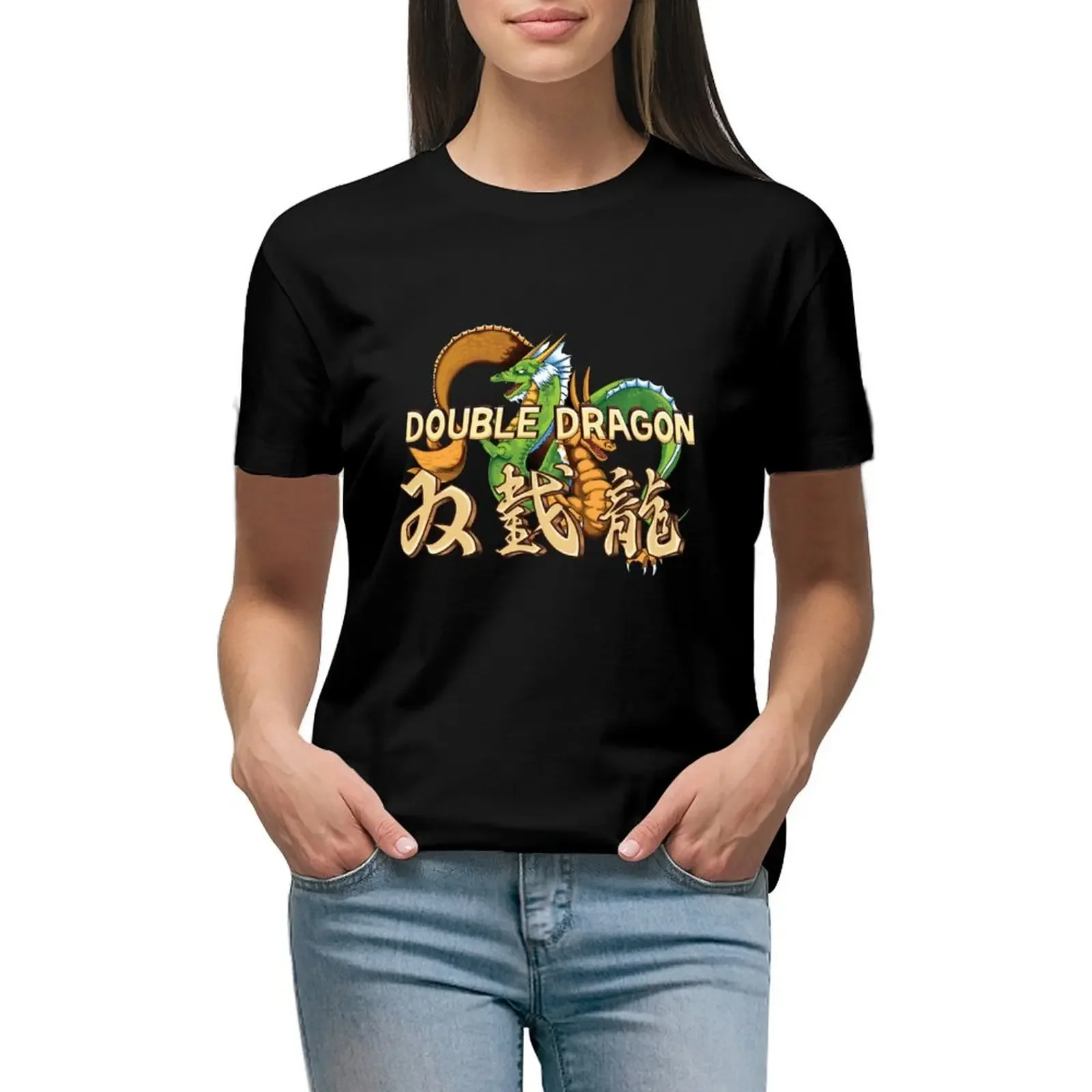 

Double Dragon T-Shirt animal prinfor vintage Aesthetic clothing anime clothes white t shirts for Women