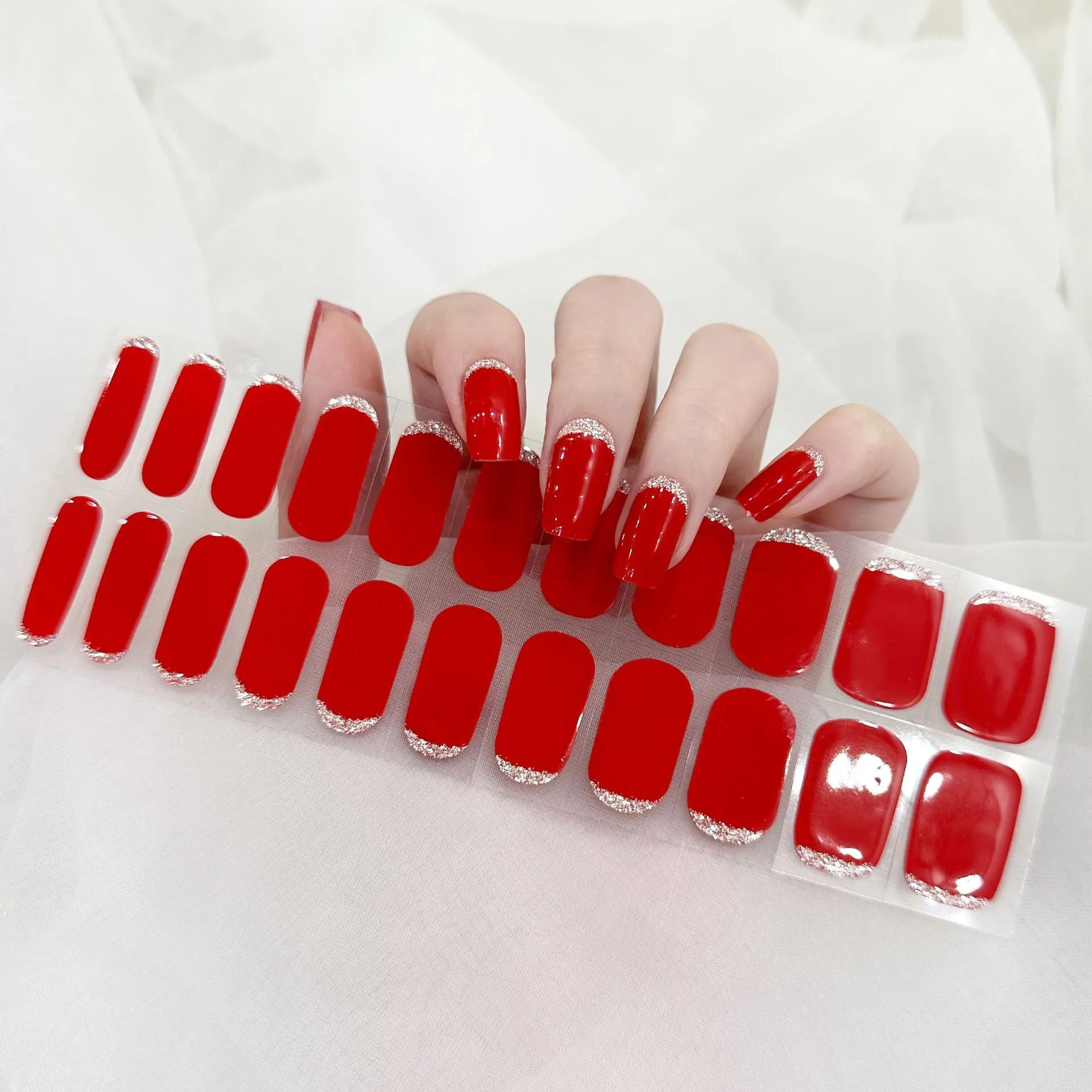 22Tips UV Semi Cured Gel Nail Stickers Polish Nails Wraps Full Cover Sticker Multicolor Decals DIY Manicure Decorations Wom