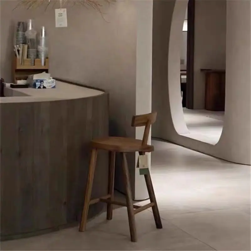 

/Деревянные барные стулья из орехового дерева, кухонные роскошные минималистичные дизайнерские обеденные барные стулья, высокая стойка, современная банкетная мебель для дома