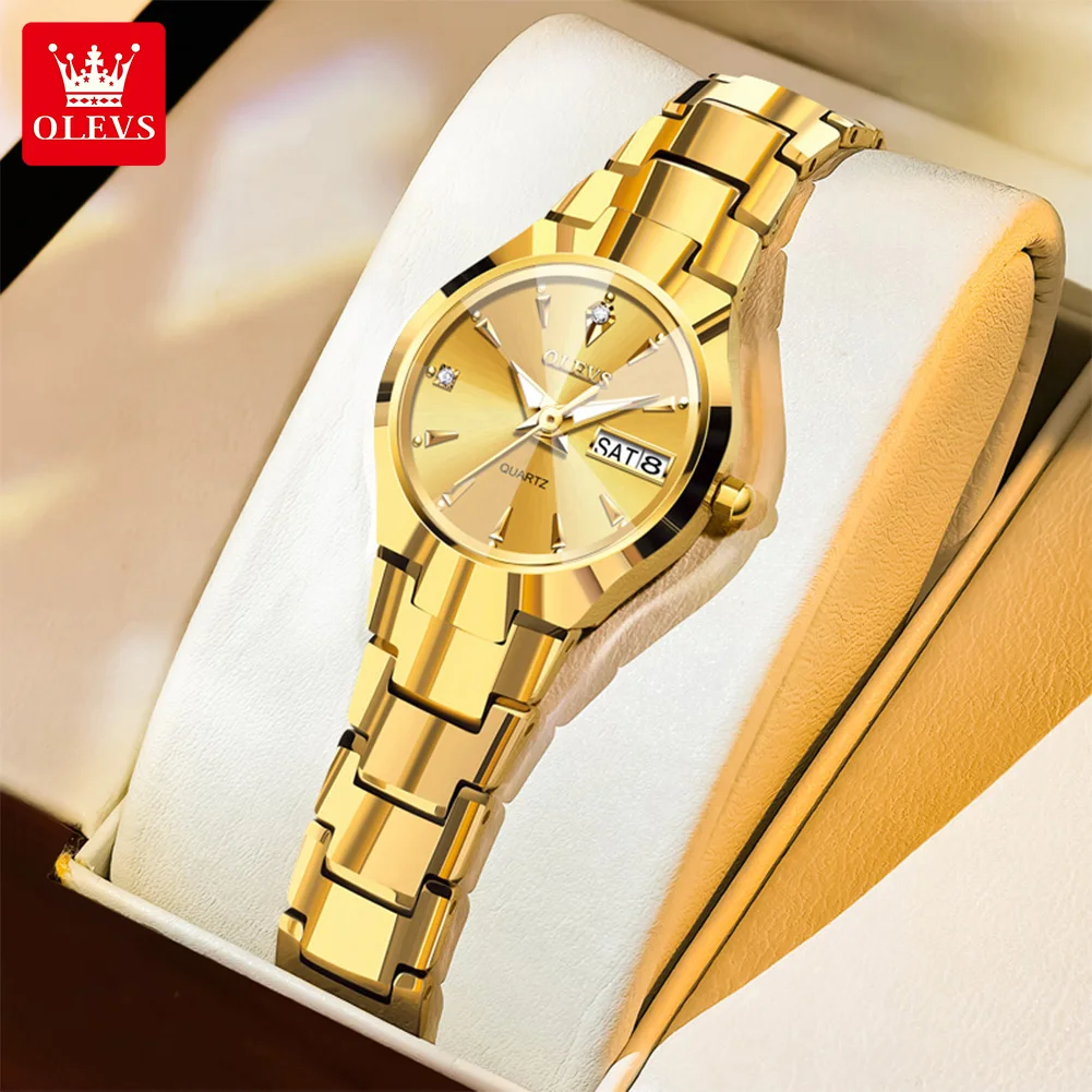 OLEVS Brand Watch Tungsten Steel Quartz Watch Waterproof Night Light Women's Watch 8697