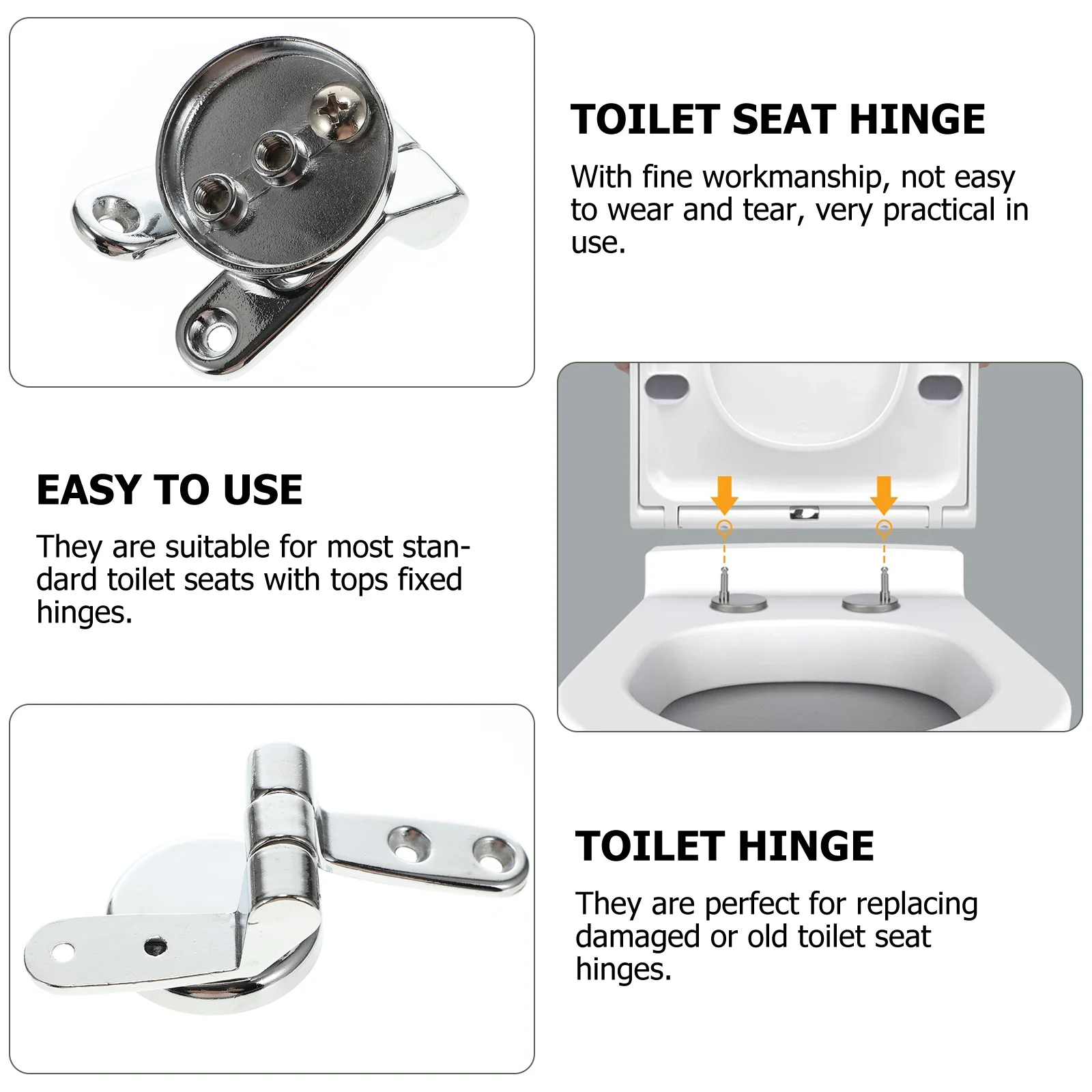 

1 Set Zinc Alloy Seat Hinges Fitting Kit For Universal Replacement Metal Toilet Seat Fixing Fittings Quick Release Mechanism