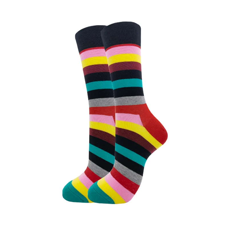 Men Women Couples Lover Socks Happy Socks Colorful Fashion Striped Cotton Business Causal Dress Wedding Gift Socks