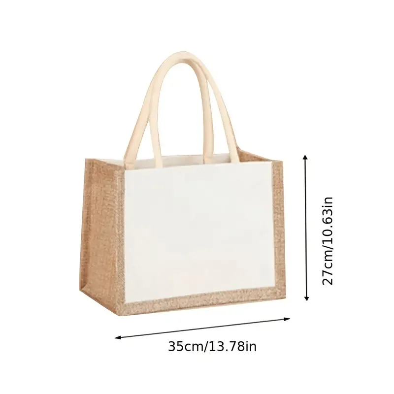 1 Pc Linen Tote Vintage Reusable Grocery Shopping Wedding Birthday Gift Bag Handmade Handbag Multifunctional Linen Tote Bag