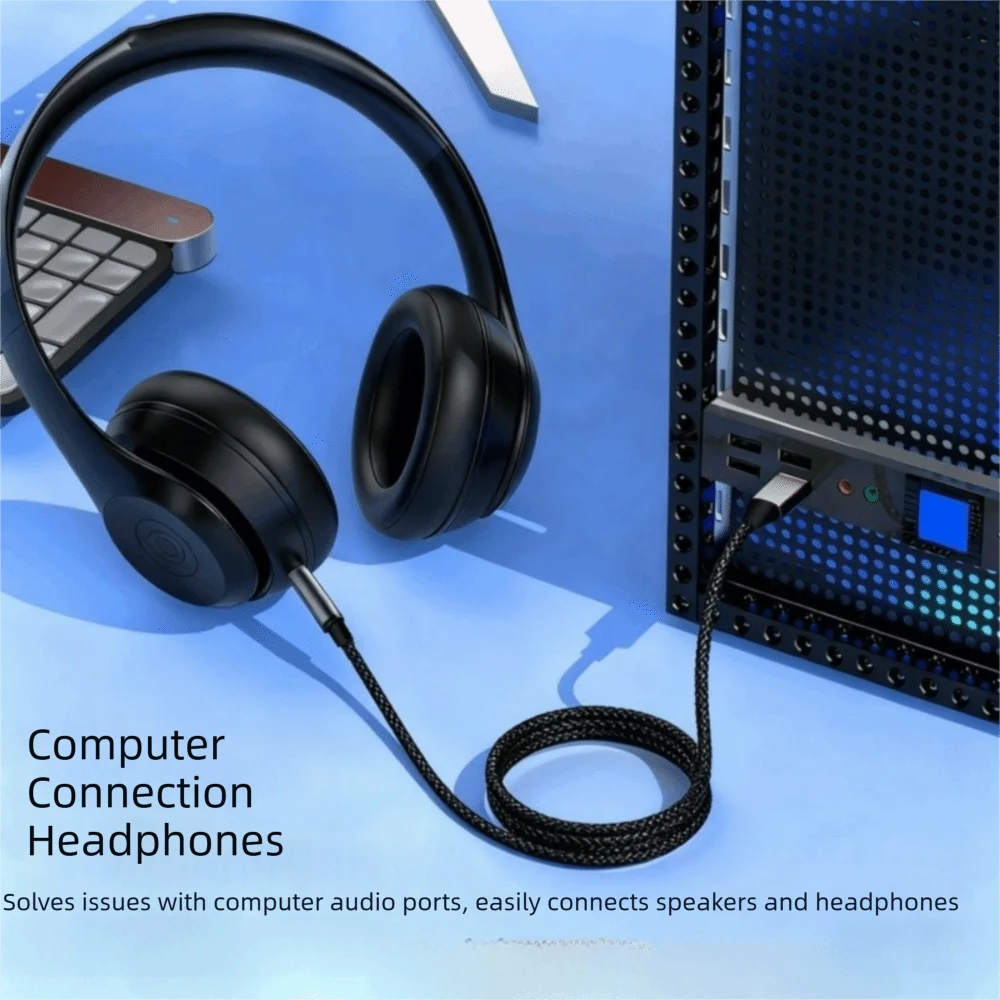 Round Hole USB Audio Cable Cd Grade Sound Quality Extension Audio Line AUX Audio Cable USB To 3.5mm Cable for Desktop Computer