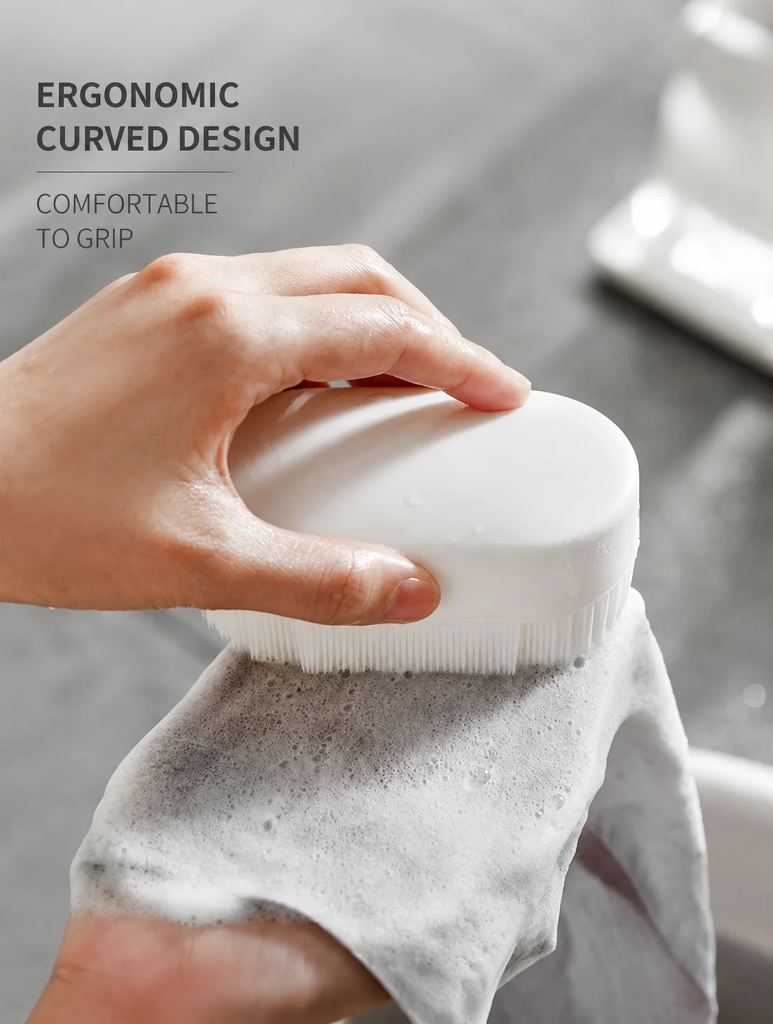 Soft Bristle Laundry Brush Multi-Use White Shoe Cleaning Scrubber Durable Household Tool for Clothes And Floor