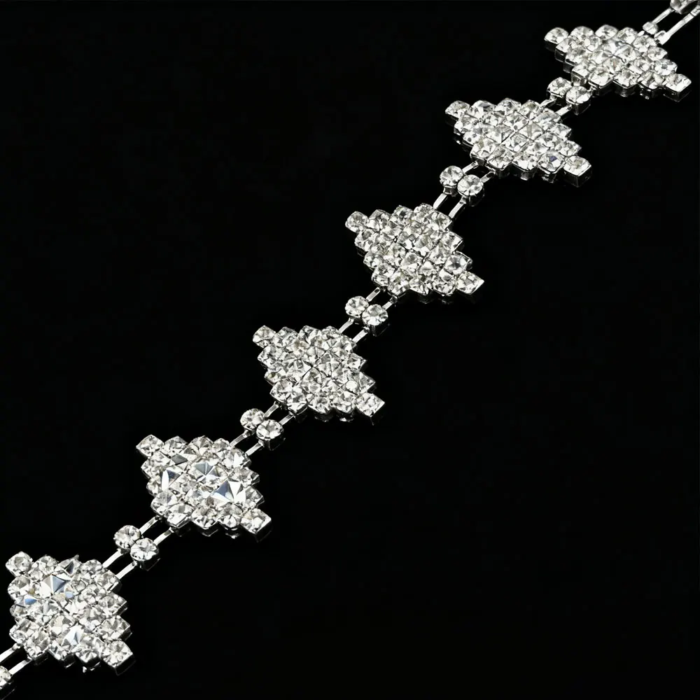 

1 Yard Women's DIY Rhombus Crystal Trim Chain Garment Accessory Fashion Apparel Decoration for Custom Craft & Party