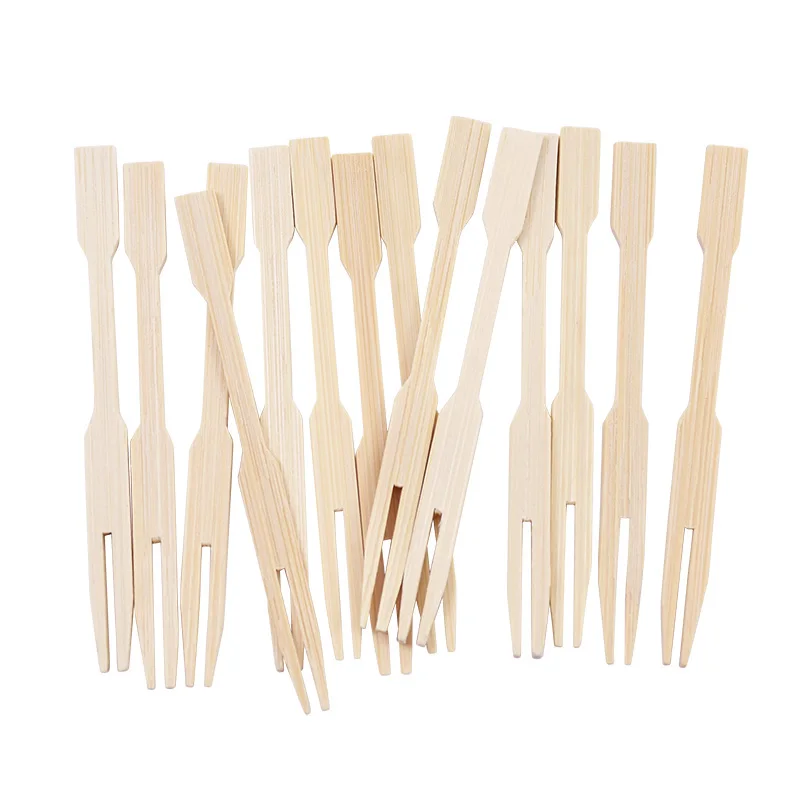 

100pcs Mini Bamboo Forks Cocktail Fruit Forks Appetizer Small Forks for Disposable Food Picks Party Charcuterie Accessories