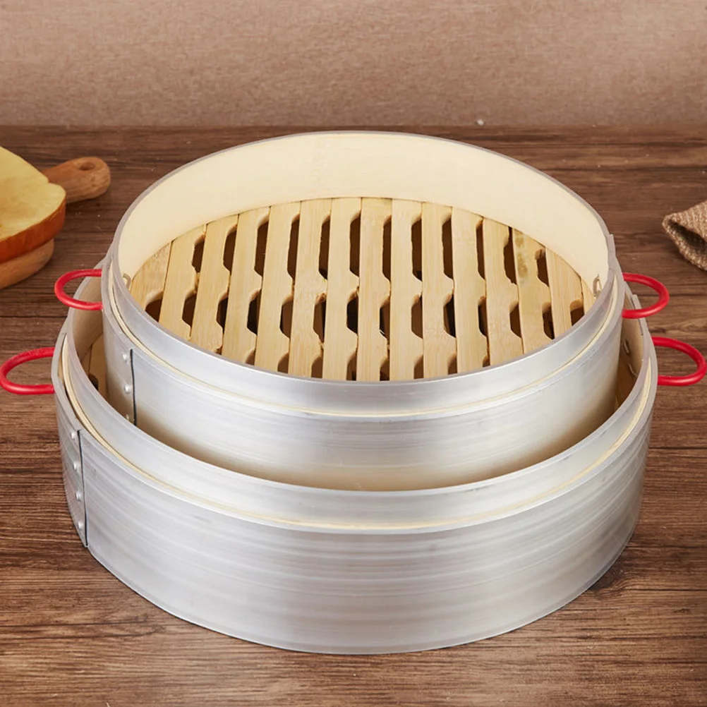 

1Set Bamboo Food Steamer with Cover Large Capacity Steamer Basket for Cooking Bun Fish Lobster Beef Steaming Pot