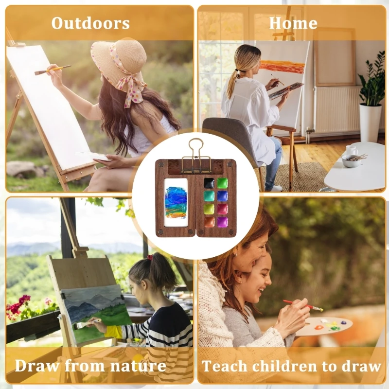 صندوق طلاء 8/15 لون، مجموعة ألوان مائية للسفر، لوحات كراسة الرسم المحمولة، هدية K1KF