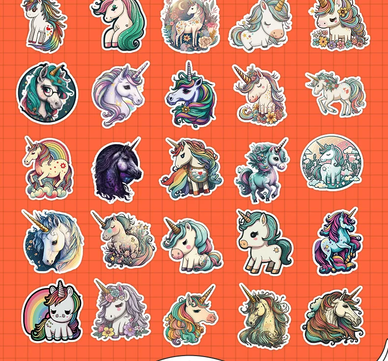 10/30/50PCS Cool Dark Unicorn Cartoon Sticker DIY Phone Laptop Luggage Skateboard Graffiti Decals Fun for Kid Toy