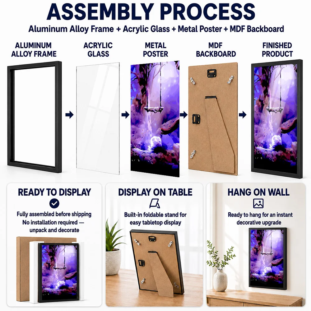 Ori Metal Posters With Aluminum Alloy Frame Customized Photo Video Game Theme Wall Art For Entertainment Room And Gaming Den