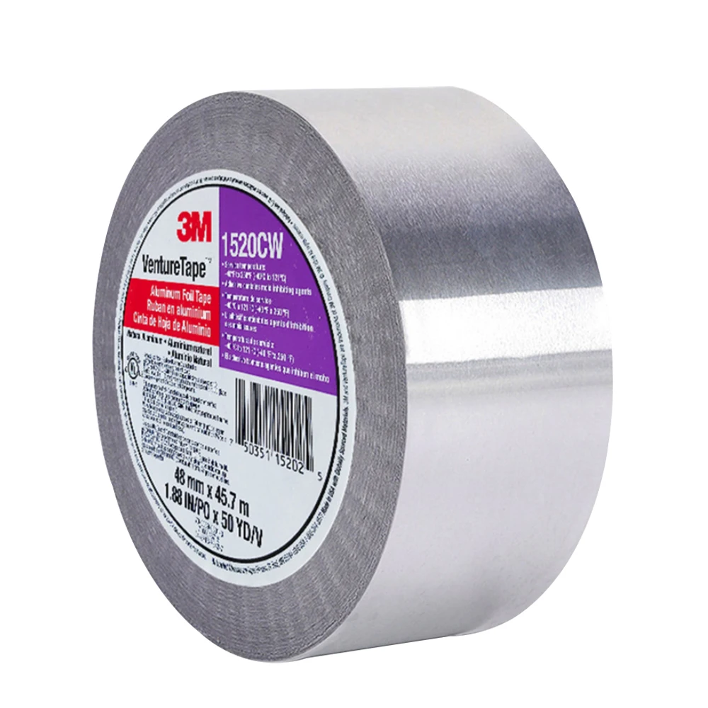 3M 1520CW Aluminum Foil Tape Soft Strong Temperature Resistant Fireproof Pipe Sealing Metal 3M Aluminum Foil Tape