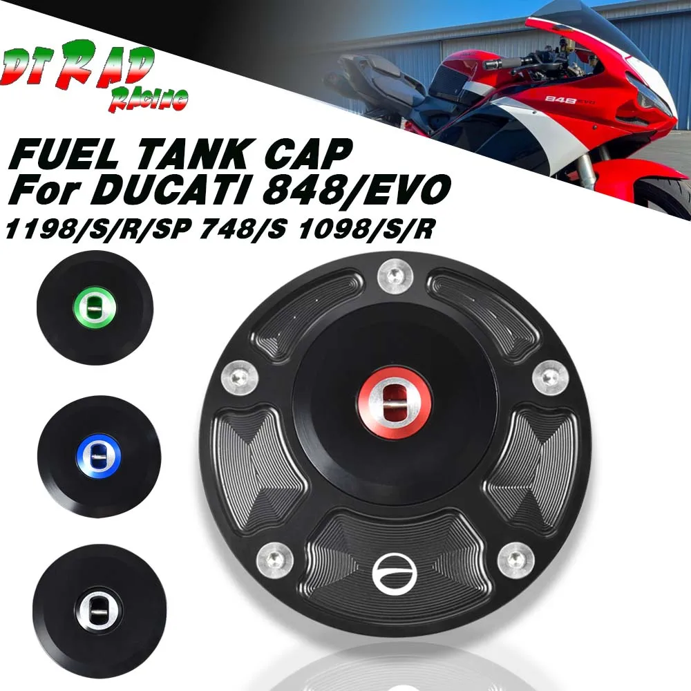 

Motorcycle Fuel Gas Tank Cap Cover For DUCATI 1098/S/R 1198/S/R /SP 748/S 848/EVO CNC Aluminum Key For Gas Tank Accessories