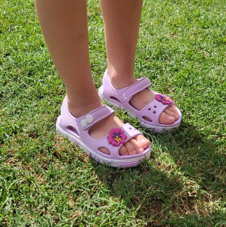 Girls' Cute Fashion Sandals Breathable EVA Material Lightweight Toddler & Infant Outdoor Shoes Hollow Floral Design Round Top