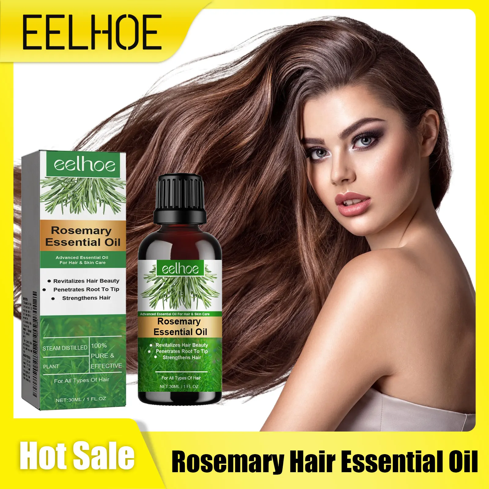 Aceite Esencial de romero para el cabello, antipérdida de cabello, antiencrespamiento, calvicie, fortalecimiento del cuero cabelludo, hidratante, estimula el aceite para el crecimiento del cabello denso