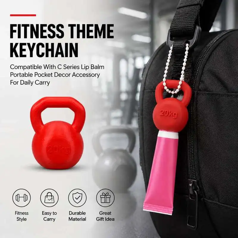 Fitness Theme Keychain Compatible With C Series Lip Balm Portable Pocket Decor Accessory For Daily Carry