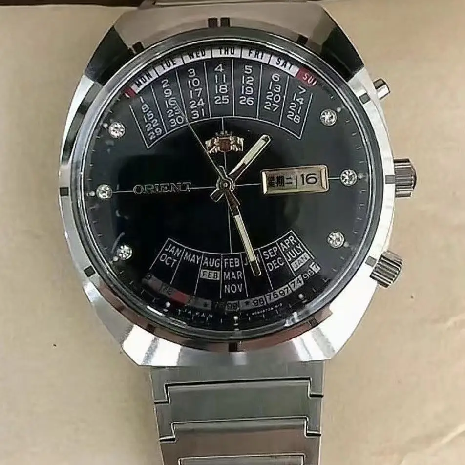 

Mechanical Unisex Orient Watch Rotating Large Dial Fully Functional Stainless Steel World Time Japanese Movement