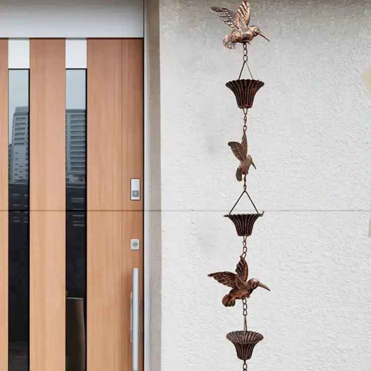 1pcs 8.5ft Rain Chain Rain Bell Hanger Rain Catcher For Outdoor Roof Decorative Eaves Metal Drainage Garden Decoration