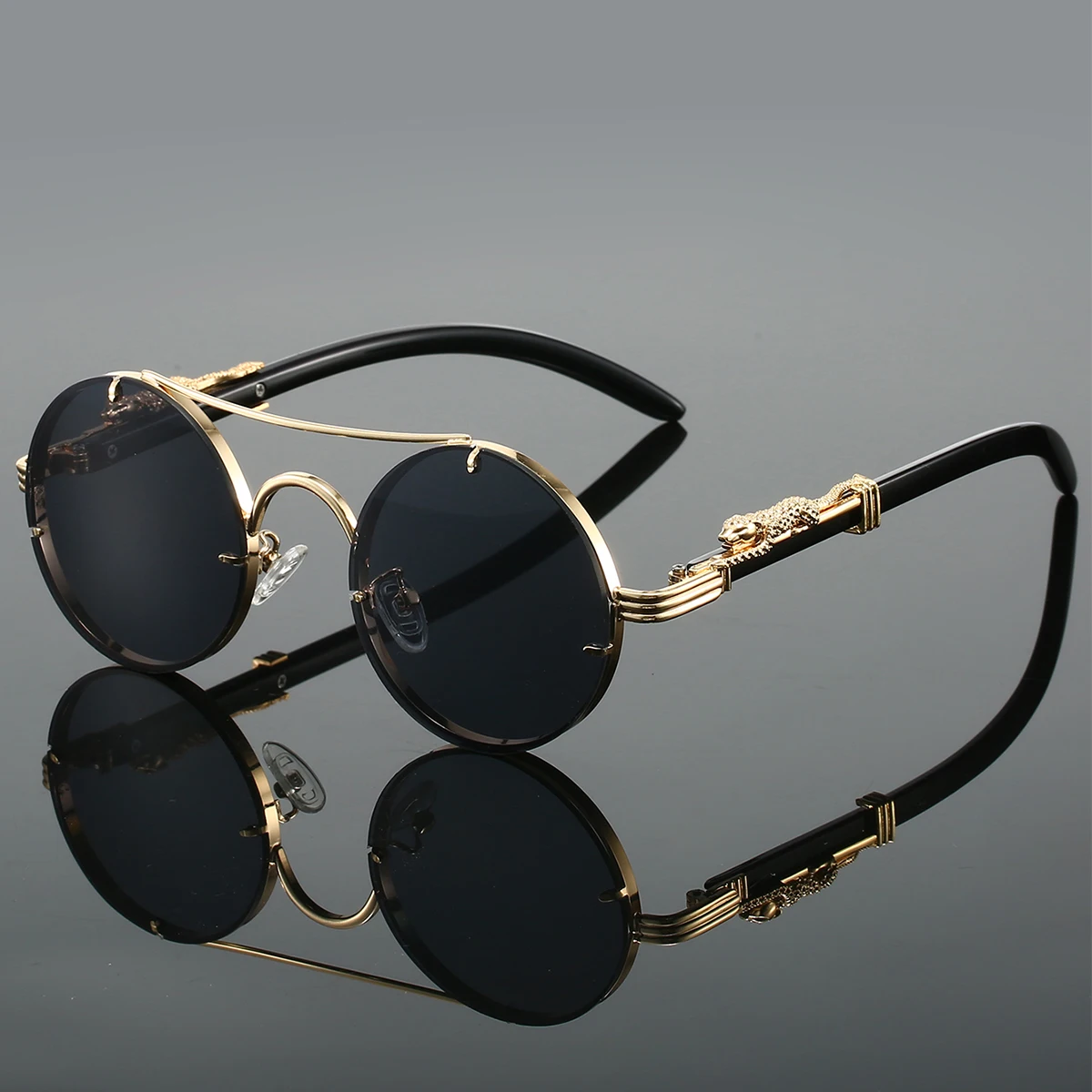 KAMMPT Vintage Ronde Zonnebril Mannen Mode Dubbele Brug Veelkleurige Tinten Vrouwen Retro Trendy Merk Luxe Design Zonnebril
