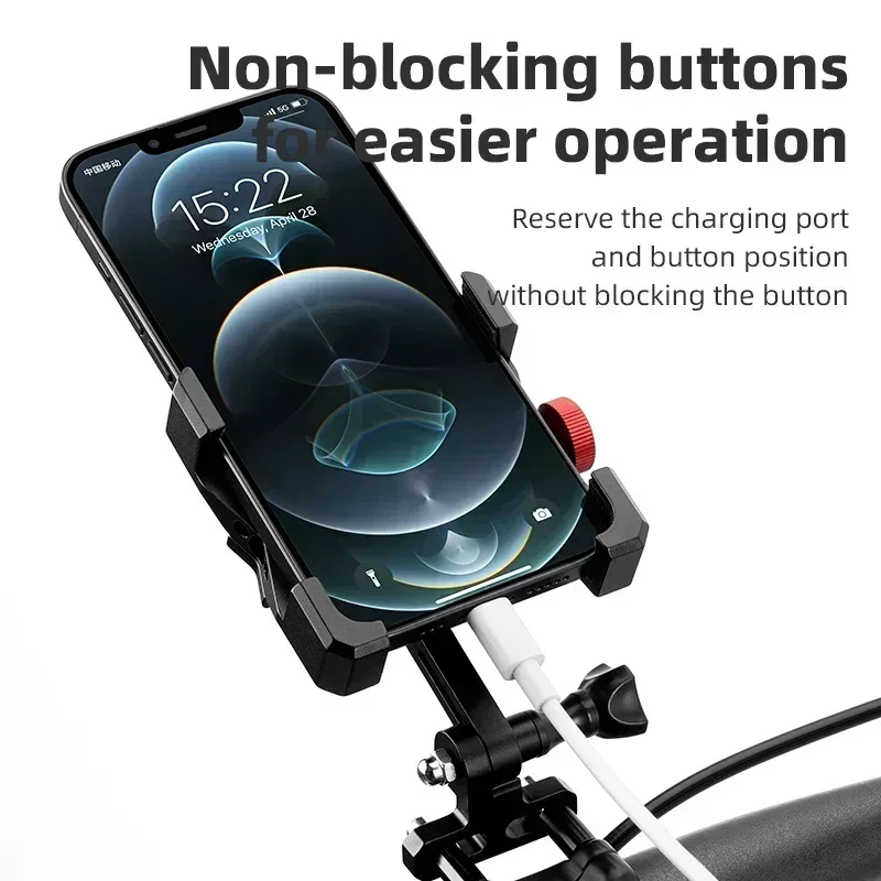 

ROCKBROS Bike Phone Holder Aluminum Alloy Material Bracket Anti-slip Cushioning Pads 4.7-7.09 inch Mobile Phone Stand Shockproof