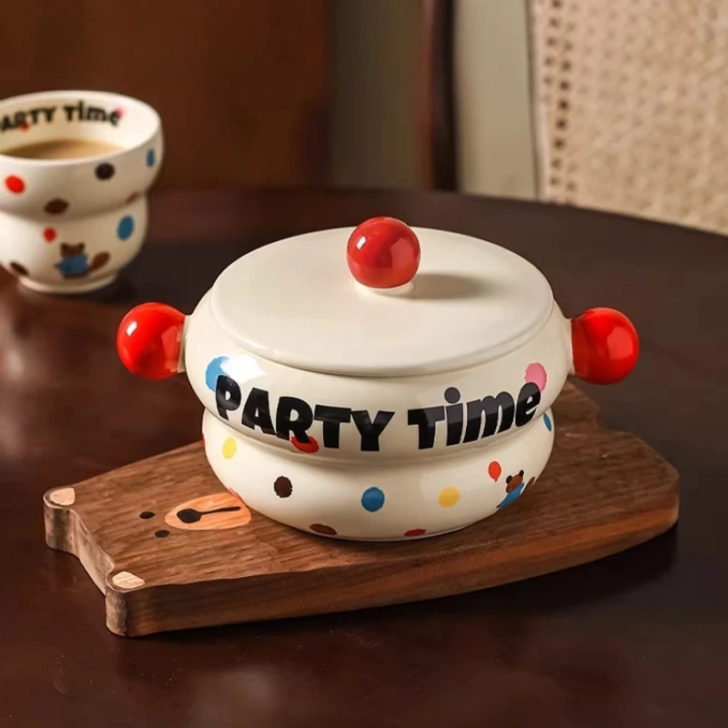 

LMM cute yogurt bowl tableware fruit salad dessert breakfast porcelain binaural soup bowl