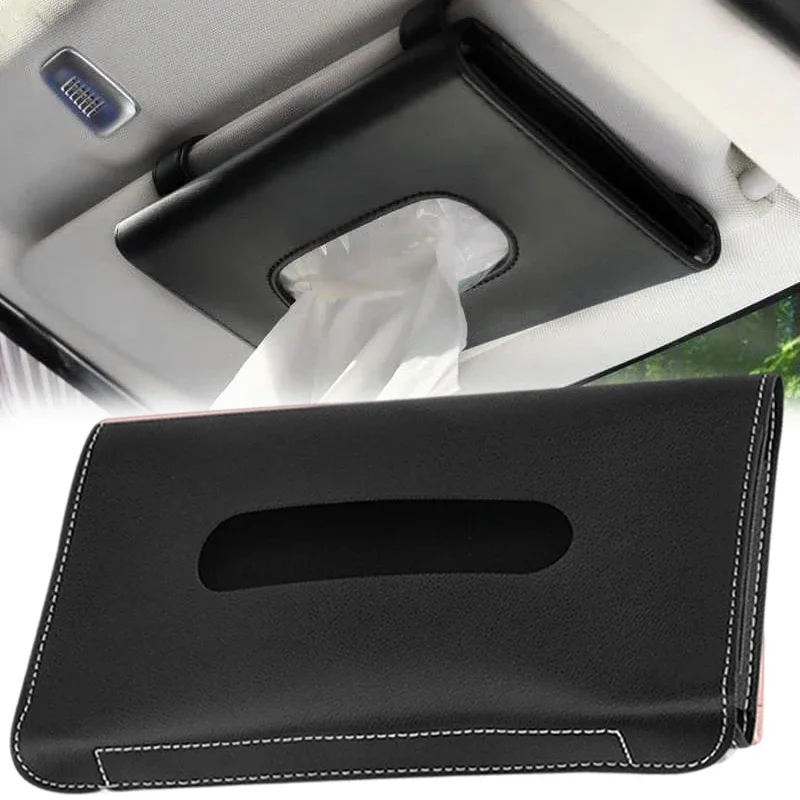 Car Sun Visor Hanging Tissue Boxes PU Leather Car Tissue Boxes Holder Auto Interior Storage Car Decoration Decor Accessories