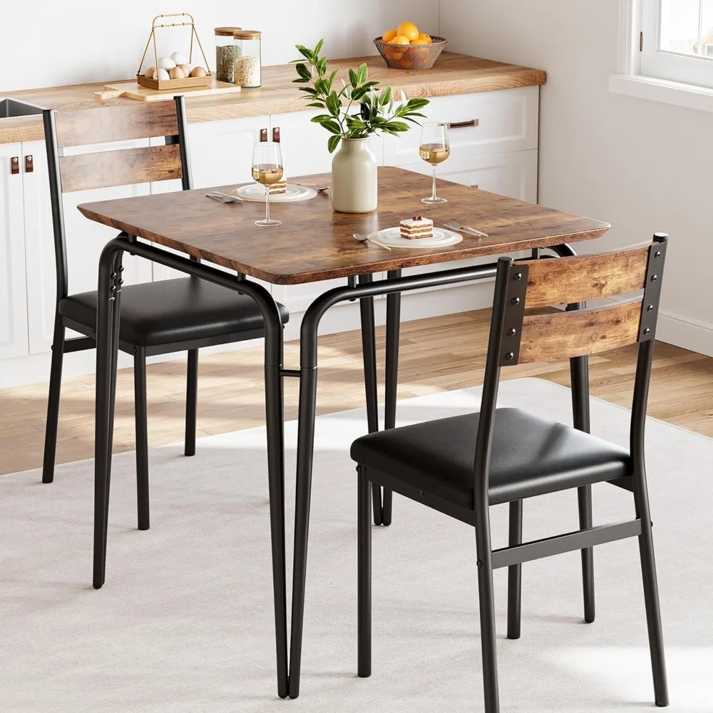 

Dining Table for 2, Small Table and Chairs Set of 2, Square Dinette Set for 2, Dinner Table Set, 3 Piece Kitchen & Dining Room S