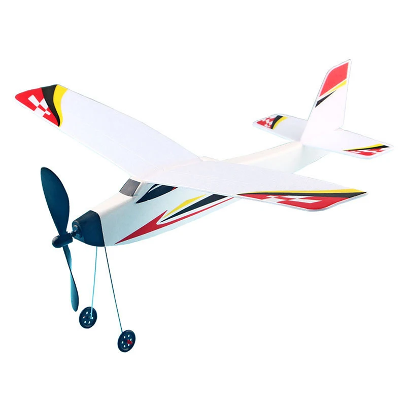 DIY Airplane Assembled Model Aircraft Toys Hand Throw Toys For Students Flying Glider Rubber Bands Power Foam Plane Aircraft Toy