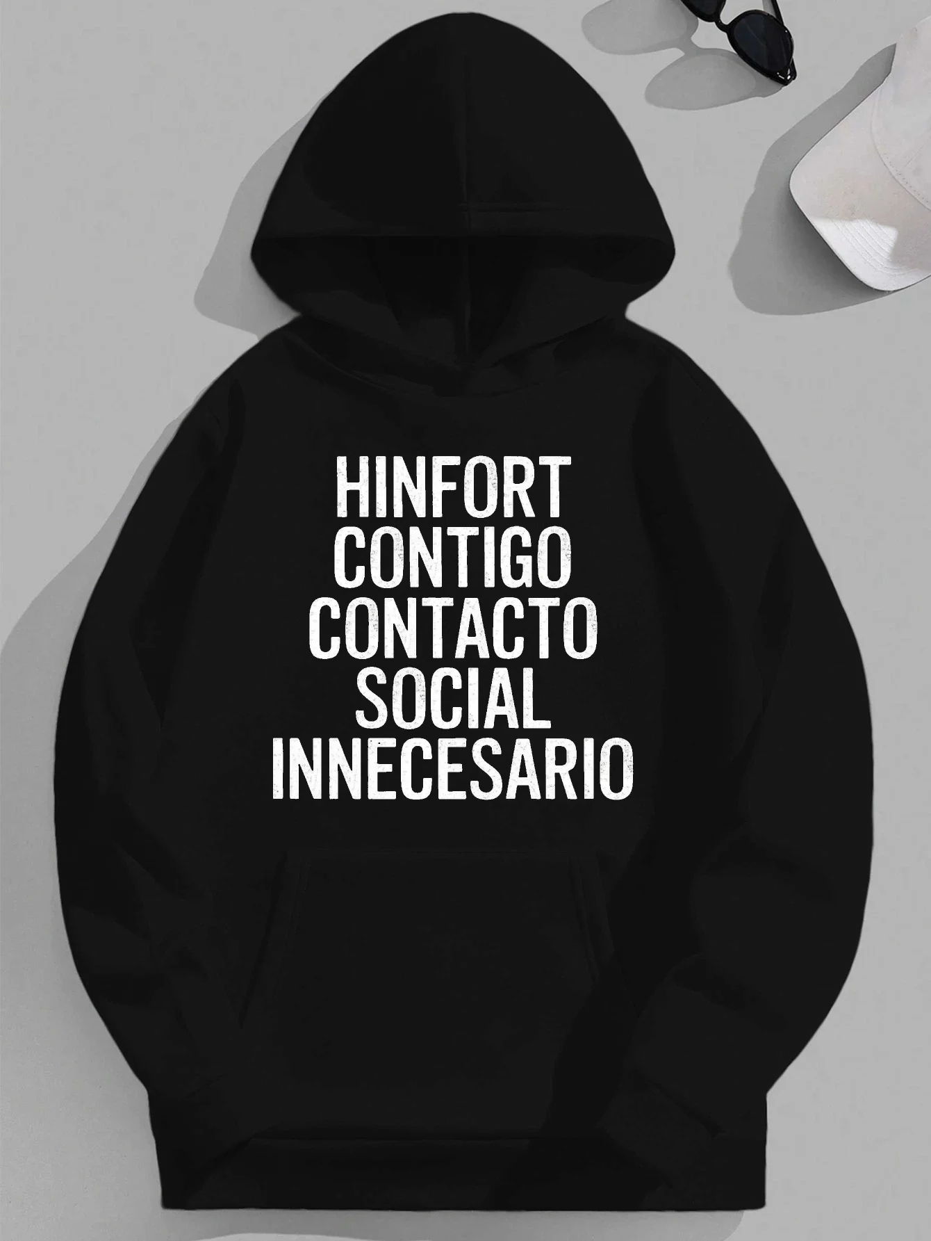 

Hooded sweatshirt - "Hinfort Contacto Social" in Spanish, casual and loose fit version