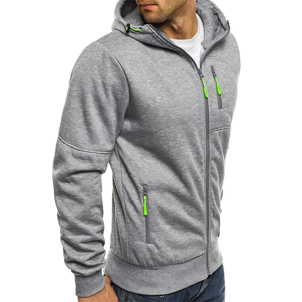 Herren Casual Sport Kapuzenjacke mit Reißverschluss und Taschen, Individuelles Logo, Bild, Text, Streetwear Mode Woll-Cardigan-Pullover – Detail 8