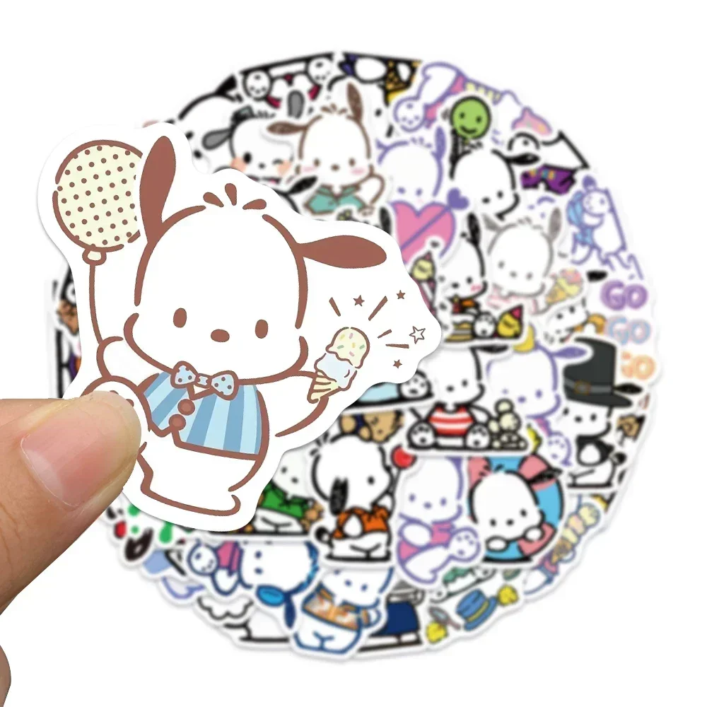 Sanrio Pochacco Cartoon Stickers Aesthetic DIY Scrapbooking Laptop Luggage Waterproof Cute Kuromi Stickers for Kids Girls