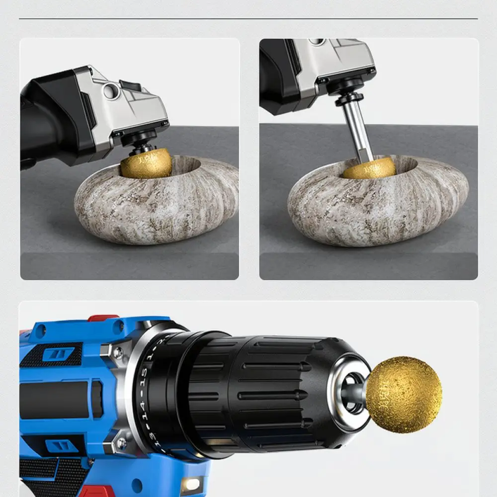 Diamond Brazed Grinding Head For Stone Carving Concave Surface Polishing Tool Shaping Bit For Pebble Pot Inner Cleaning