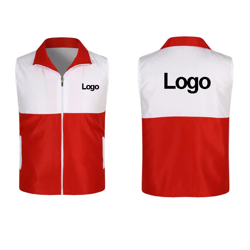 Print Logo Patchwork Color Adults Worker Clothes Corporate Group Cusotm logo Event Vest Unisex Volunteer Vest Diy