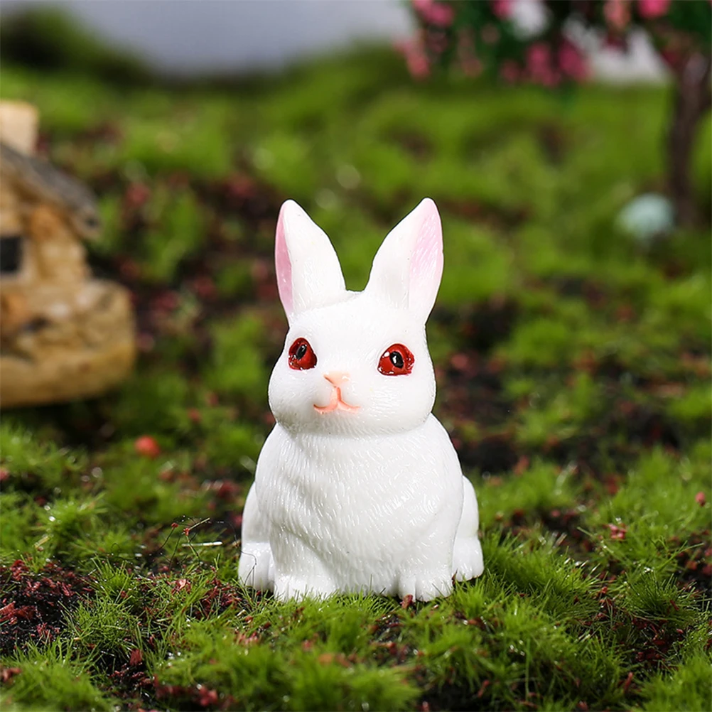 

5 Pcs Bunny Figurines Resin Mini Animals Garden Statues Lawn Ornaments Rabbit Decor Micro Landscape Accessories Miniature Toys