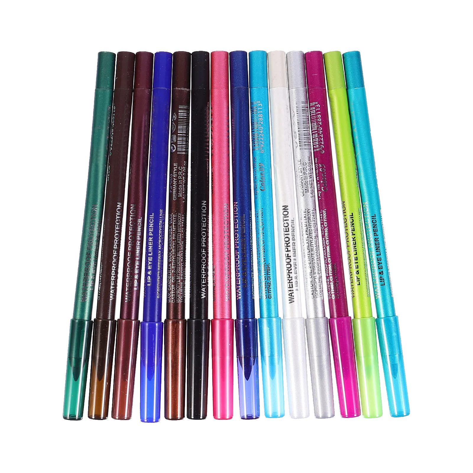 14Pcs Colorful Eyeliner Drawing Pencil Set Safe Non Dizzy Fade Resistant Precision Sharp Tip for Eye Lining Natural Charm Makeup