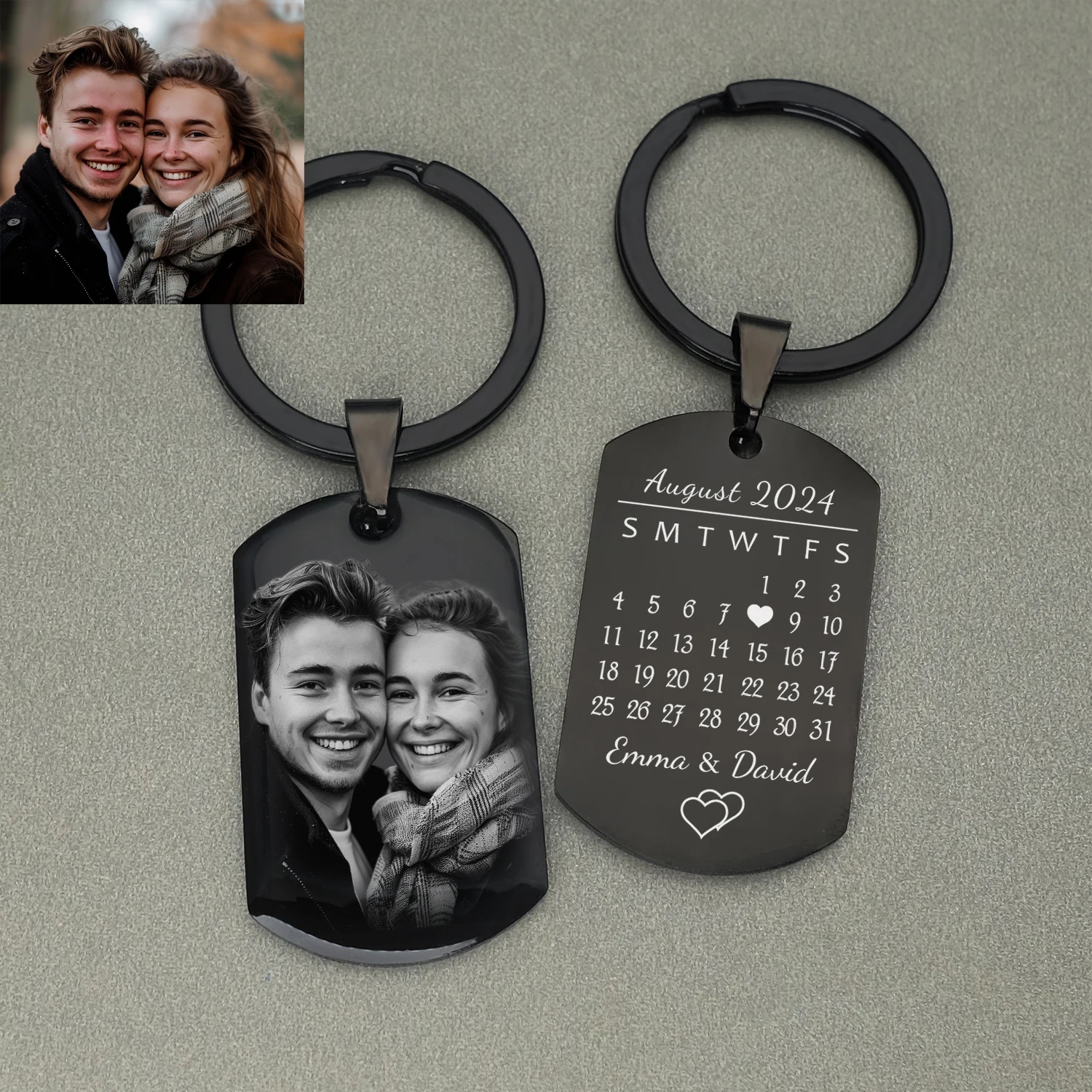 맞춤형 사진 키체인, 커스텀 사진 커플 키체인, 기념 선물, 남녀공용 키체인