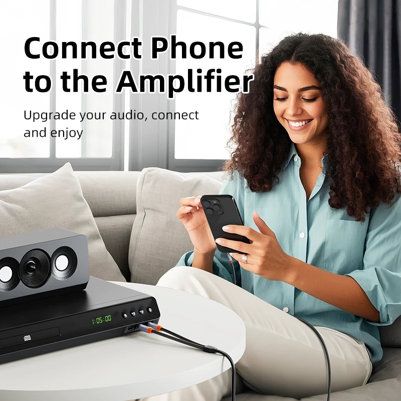 CABLETIME Kabel audio TRS 3,5 mm do podwójnego 6,5 mm Adapter AUX 6,5 Jack do stereo 3,5 Jack do miksera kart dźwiękowych IPhone PC — zdjęcie produktu 3