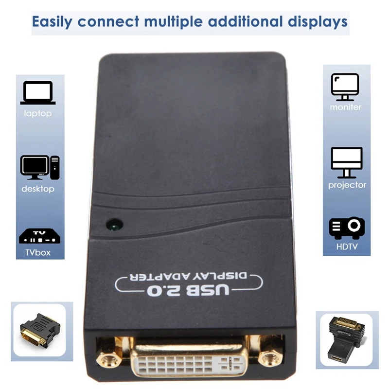 External Graphic Video Adapter USB 2.0 To DVI/VGA/-Compatible Multiple Monitors Display Extend/Mirror For Windows