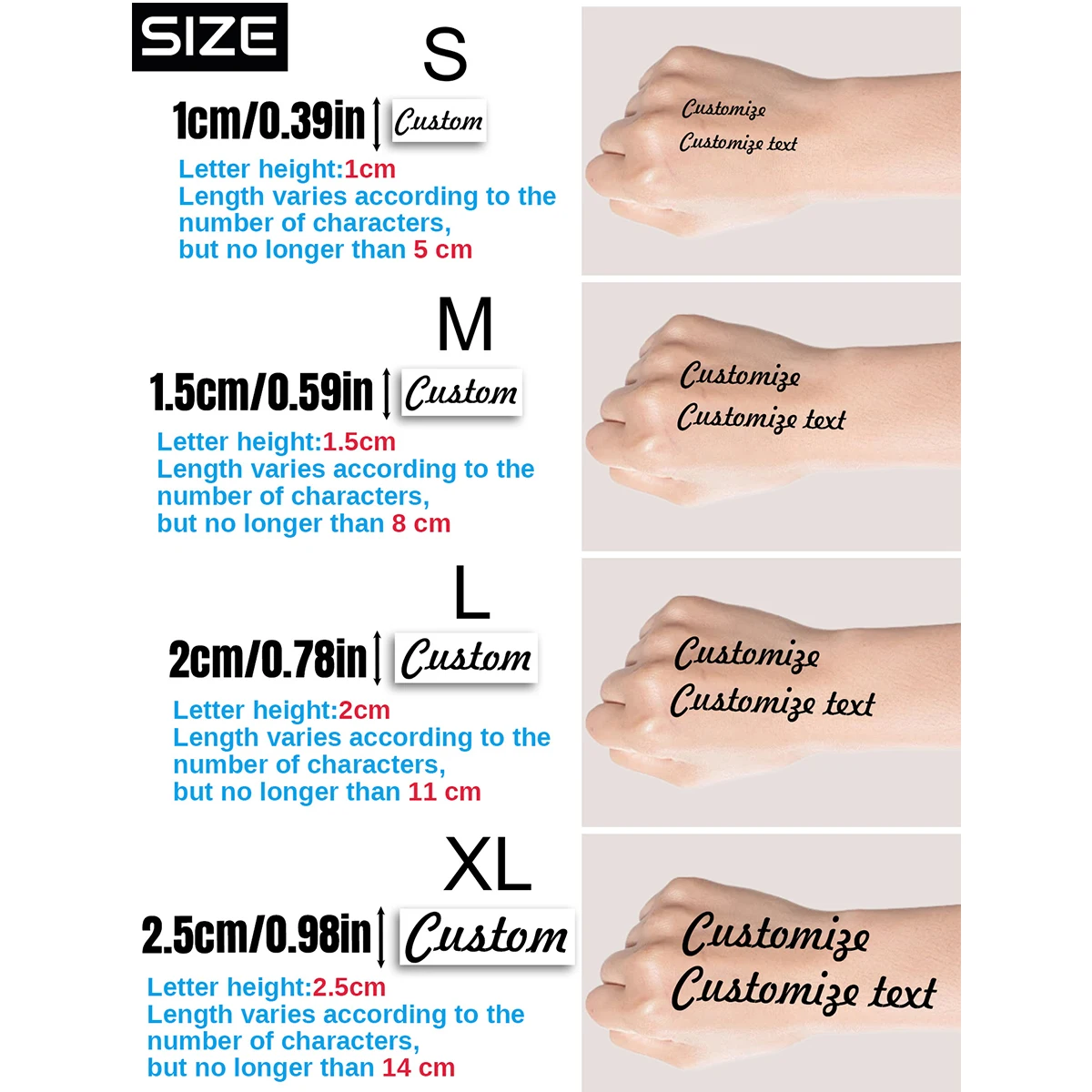 Temporäre Tattoo-Aufkleber mit individuellem Text, personalisierbare Valentinstagsgeschenke, personalisierte Buchstaben-Tattoo-Aufkleber – Detail 2