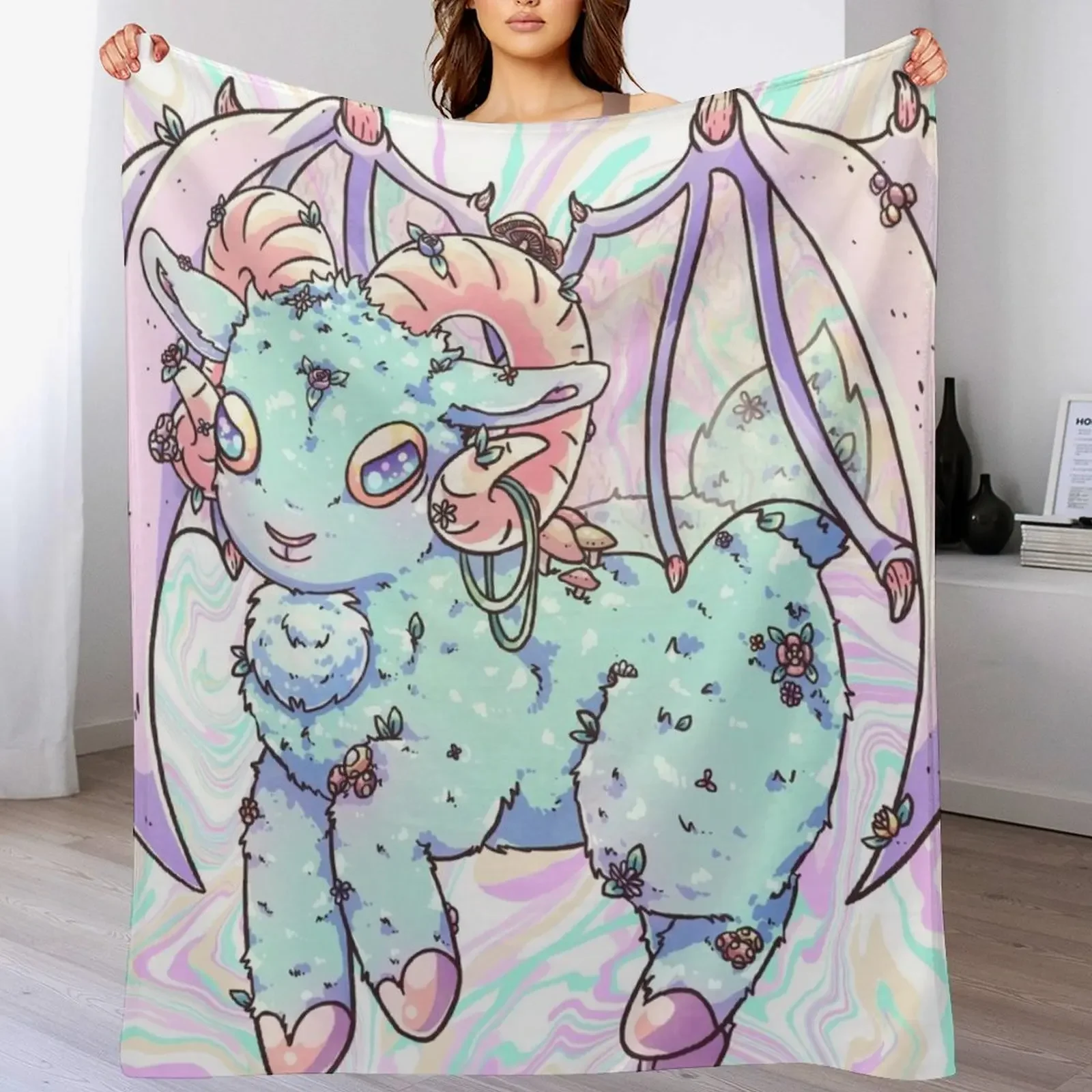 

Pastel Jersey Devil Throw Blanket Weighted Large Cute Decorative Beds Blankets