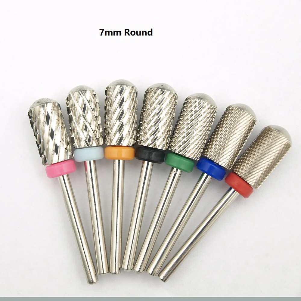 Nova Prata! Qualidade 6.6mm grande barril superior redondo original carboneto de aço tungstênio manicure prego broca arquivo acessórios
